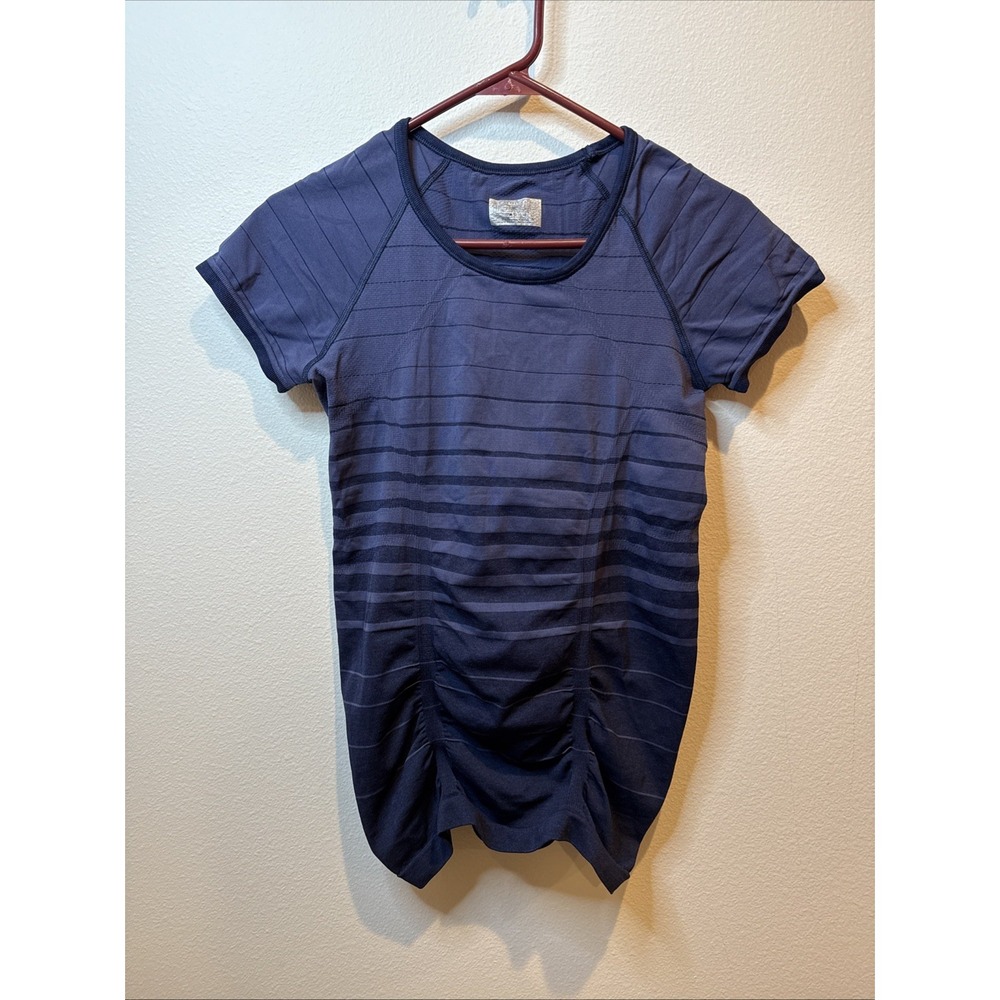 Athleta Fastest Track T-Shirt Top S Blue Indigo Lightweightβ Athletic Seamless